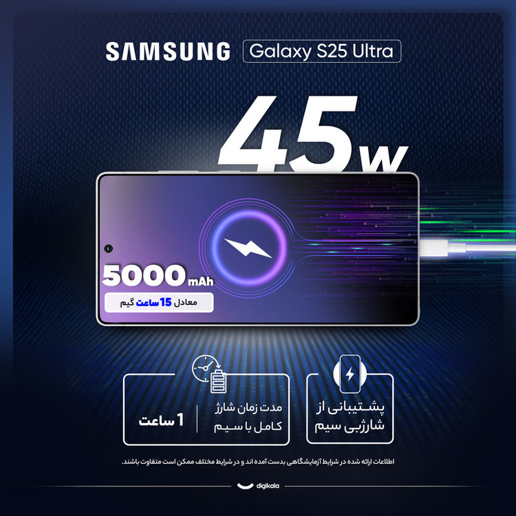 گوشی موبایل سامسونگ مدل Galaxy S25 Ultra دو سیم کارت ظرفیت 512 گیگابایت و رم 12 گیگابایت - به همراه شارژر 45 واتی سامسونگ