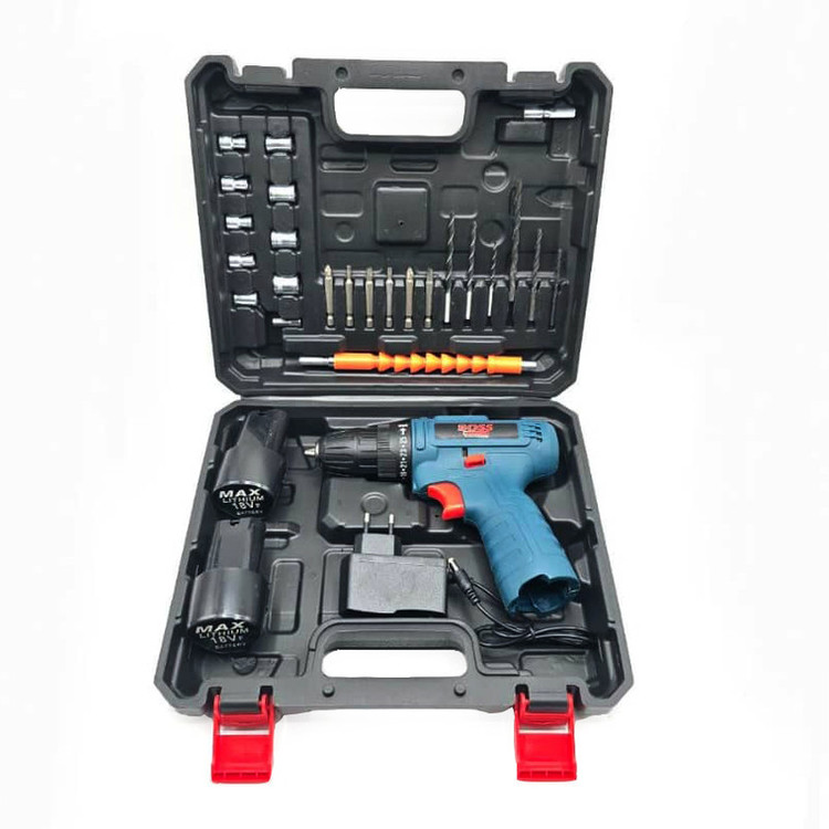 مجموعه 26 عددی دریل پیچ گوشتی سه نظام خودکار 18ولت باس مدل BS-18V-2BK
