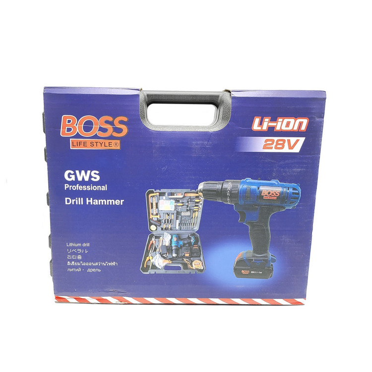 مجموعه 100 عددی دریل پیچ گوشتی چکشی شارژی باس مدل GWS