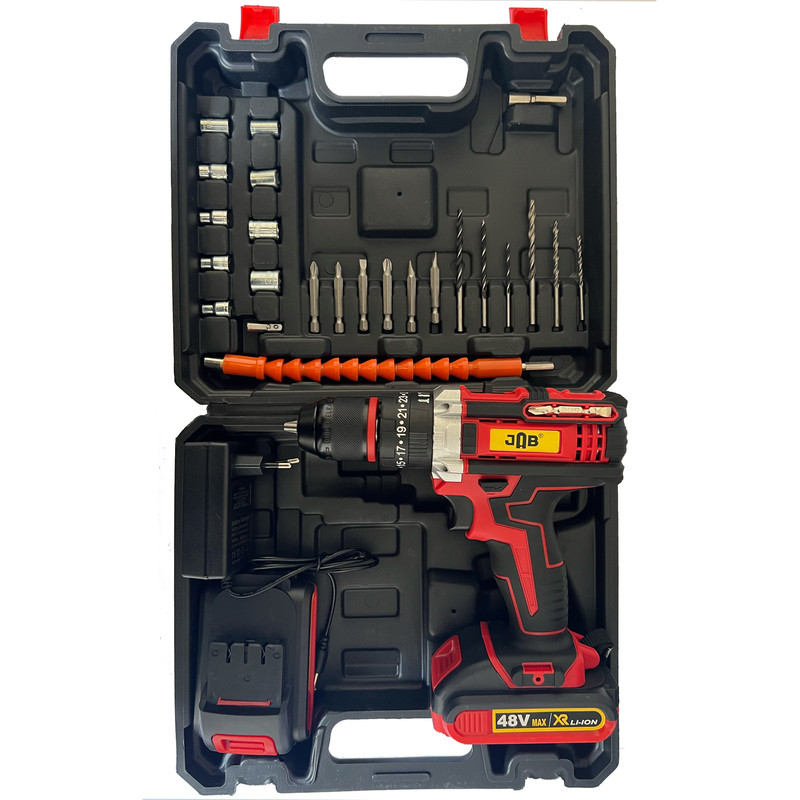 دریل پیچ گوشتی شارژی جاب مدل JB-99850 RD مجموعه 45 عددی
