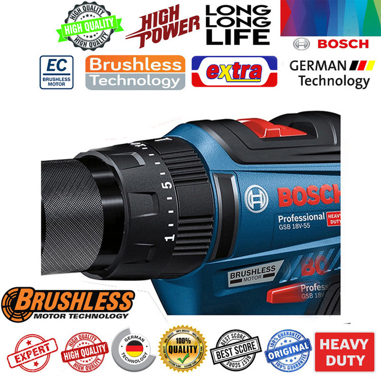 دریل پیچ گوشتی شارژی چکشی بوش مدل فوق هوشمند GSB 18V-50 Brushless Professional