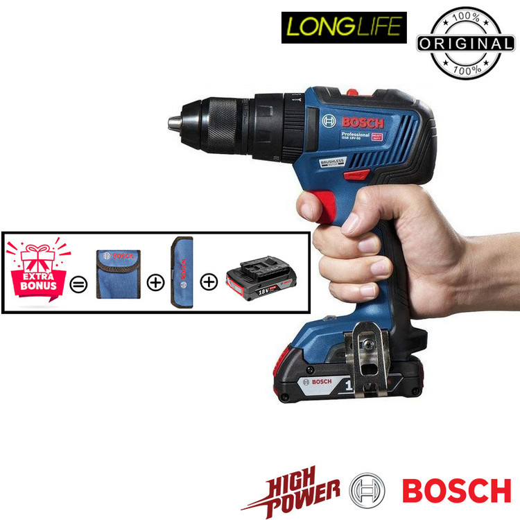 پیچ گوشتی شارژی چکشی بوش مدل GSB 18-V50 Motor Brushless Extra