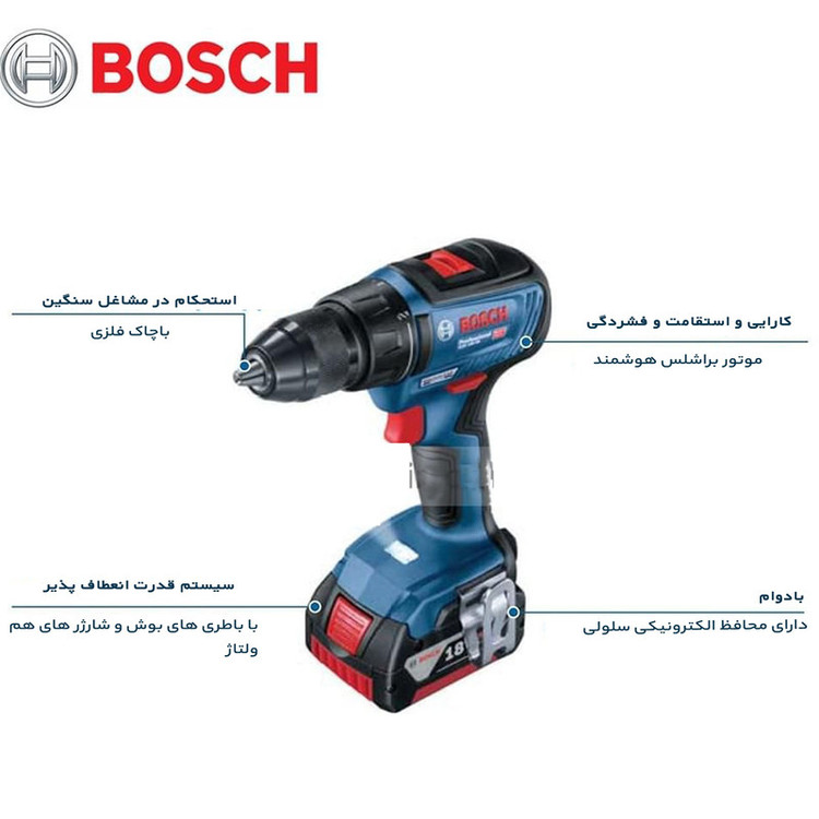 دریل پیچ گوشتی شارژی بوش مدل GSB 18 V 50 Brushless 2 Ah