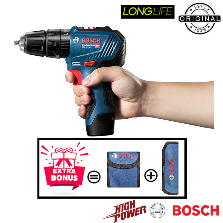 پیچ گوشتی شارژی چکشی بوش مدل GSB 12-V30 Motor Brushless Extra