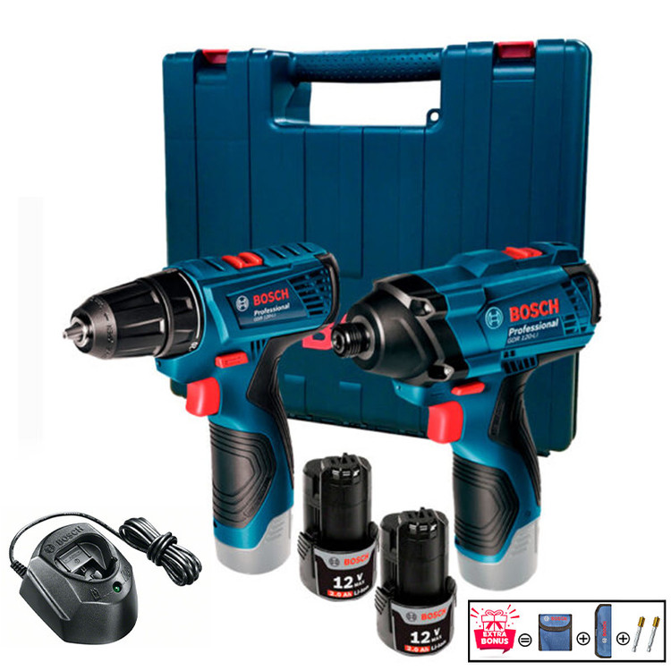 دریل و بکس شارژی بوش مدل حرفه ای GDR 120 Li + GSR 120 Li Extra