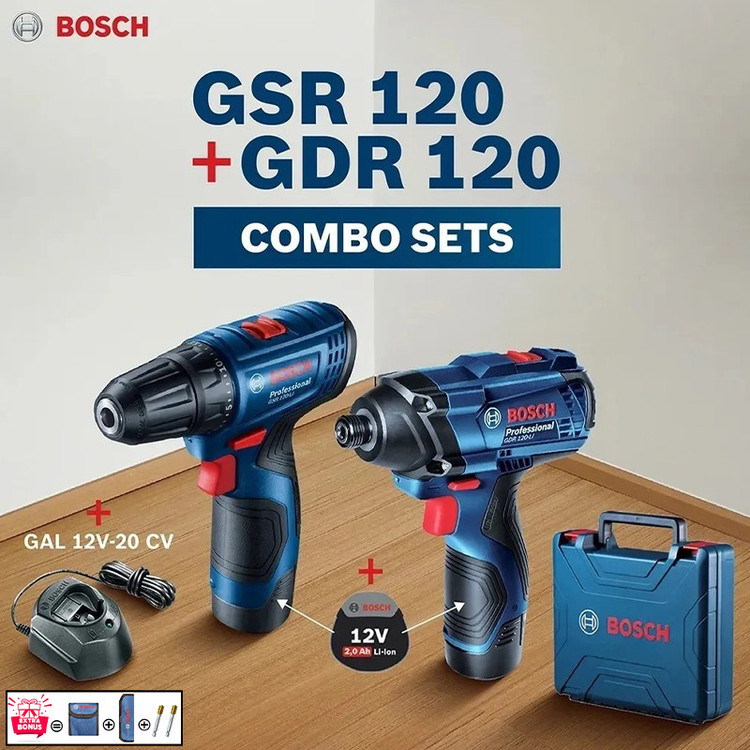 دریل و بکس شارژی بوش مدل حرفه ای GDR 120 Li + GSR 120 Li Extra