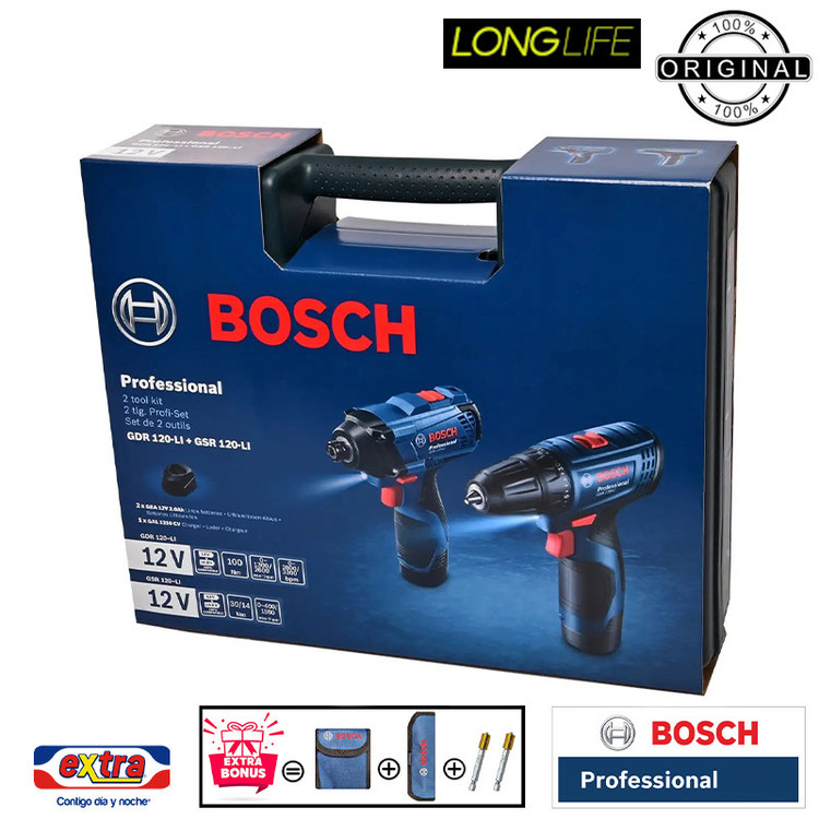 دریل و بکس شارژی بوش مدل حرفه ای GDR 120 Li + GSR 120 Li Extra