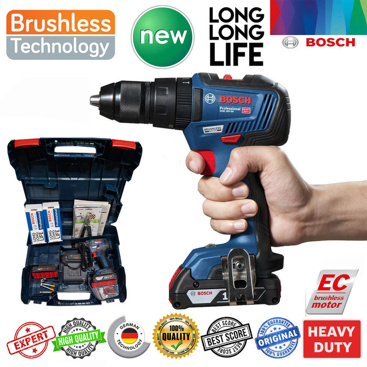 دریل پیچ گوشتی شارژی چکشی بوش مدل بدون ذغال هوشمند کد 18V-50
