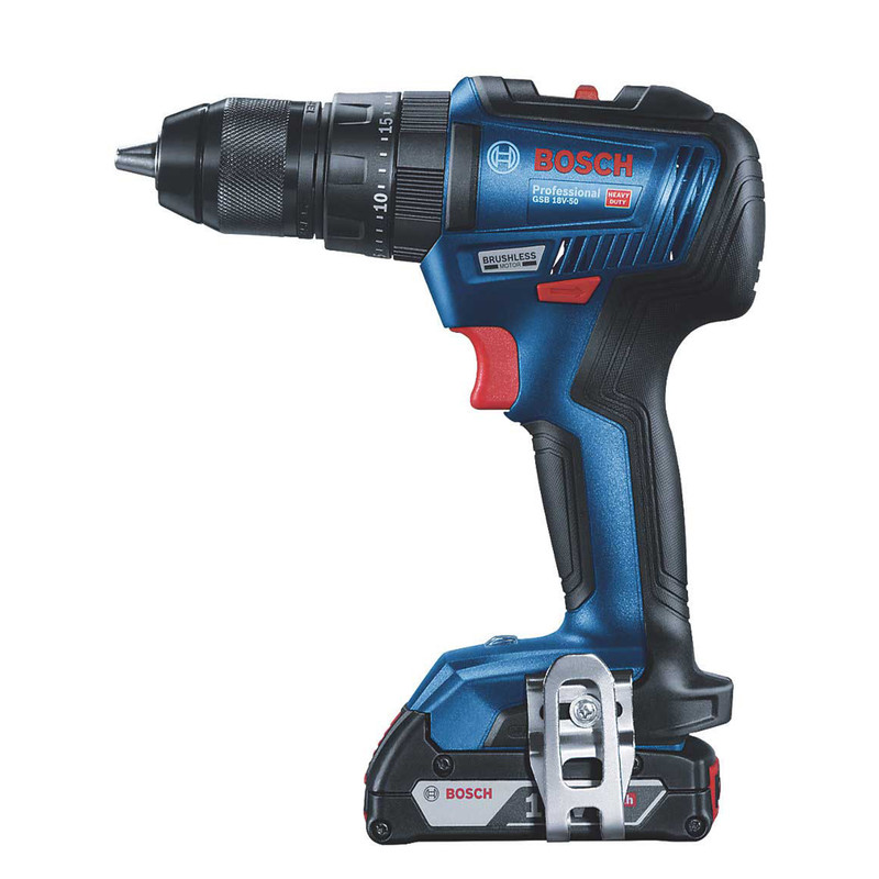 دریل پیچ گوشتی شارژی چکشی بوش مدل بدون ذغال GSB 18 V-50 + 2 Extra