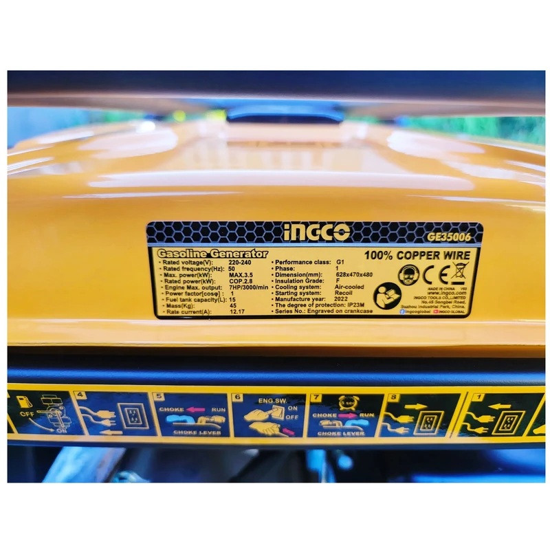 موتور برق بنزینی 5 اسب بخار اینکو مدل GE-35006-3500W-3.5-KW
