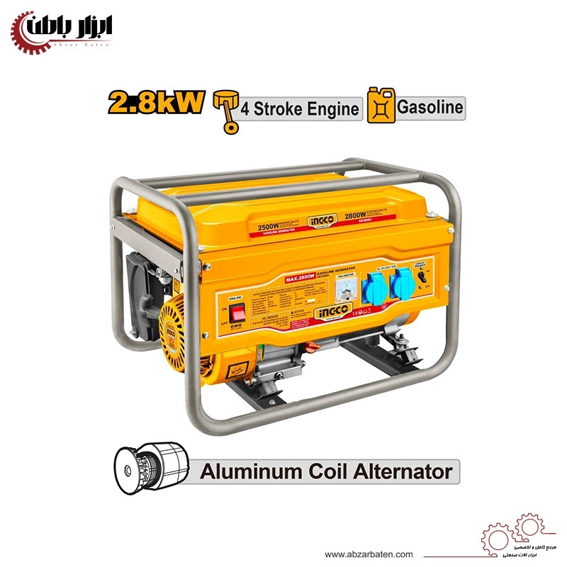 موتور برق بنزینی اینکو مدل GE30005-2800W ظرفیت 2.8 کیلووات