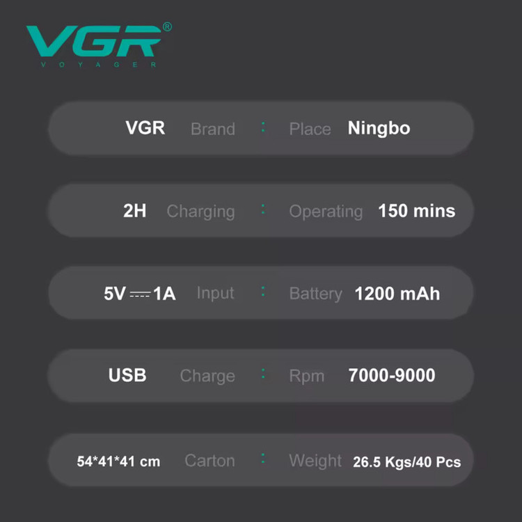ماشین اصلاح موی سر و صورت شارژی وی جی ار مدل V-308