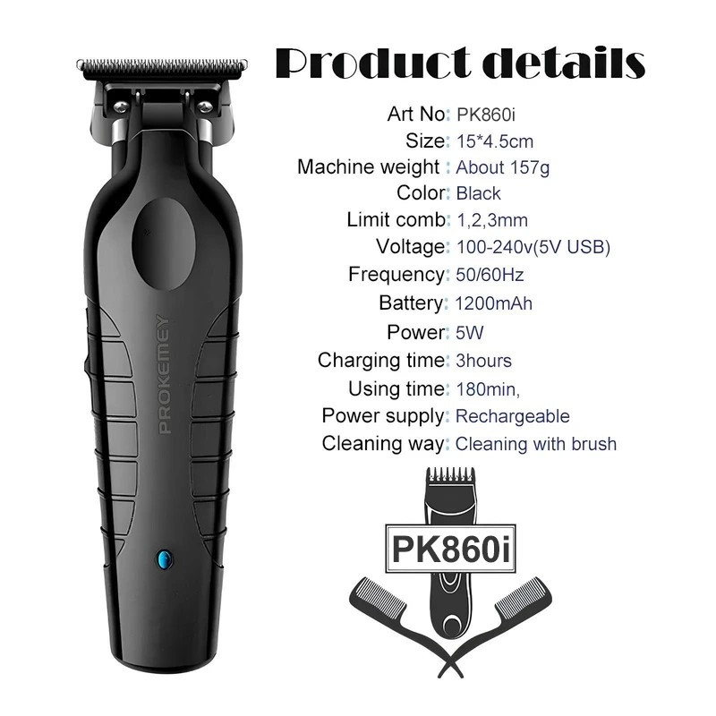 ماشین اصلاح موی سر و صورت شارژی پروکمی مدل Trimmer-86OᎥ