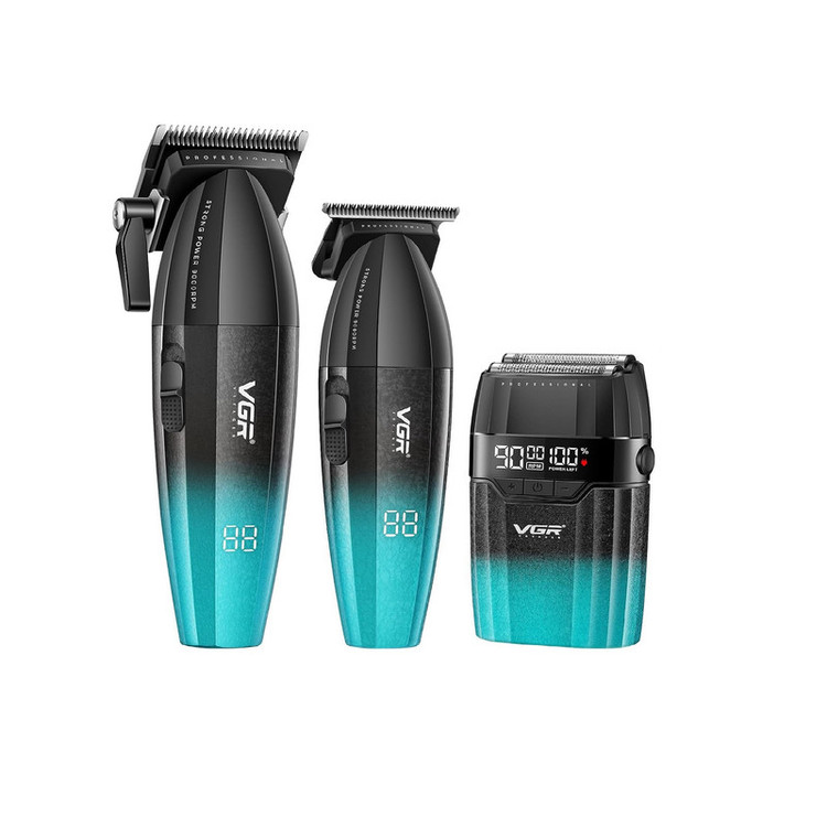 ماشین اصلاح موی سر و صورت شارژی وی جی ار مدل V-640s3 مجموعه 3 عددی