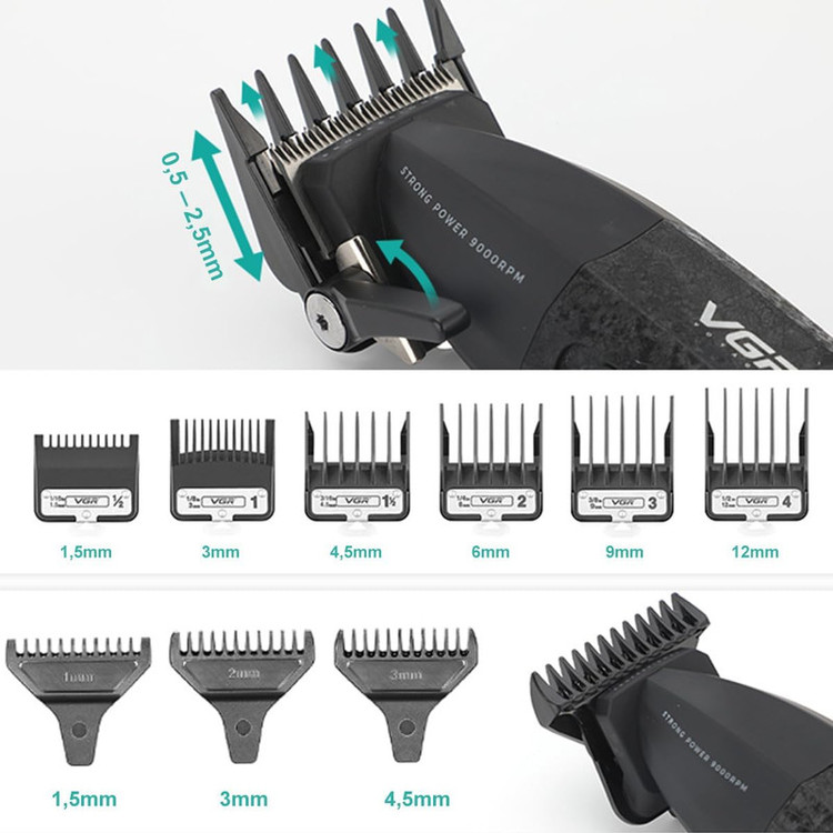 ماشین اصلاح موی سر و صورت شارژی وی جی ار مدل V-640s3 مجموعه 3 عددی