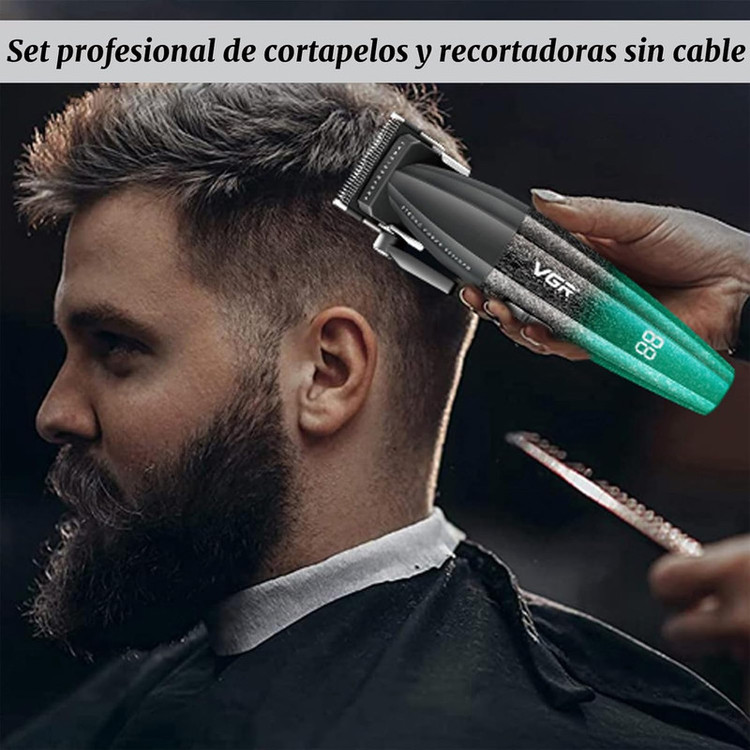 ماشین اصلاح موی سر و صورت شارژی وی جی ار مدل V-640s3 مجموعه 3 عددی