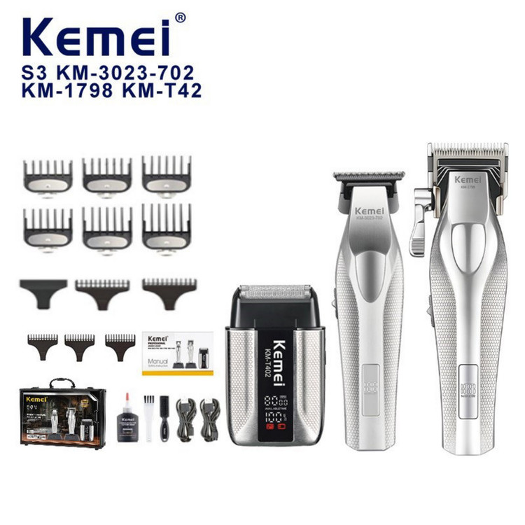 ماشین اصلاح موی سر و صورت شارژی کیمی مدل S3 km-3023-702 km-1798 km-T402 مجموعه 3 عددی