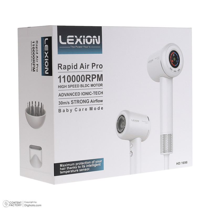 سشوار حرفه ای 1600 وات لکسیون مدل Rapid Air Pro HD:1698