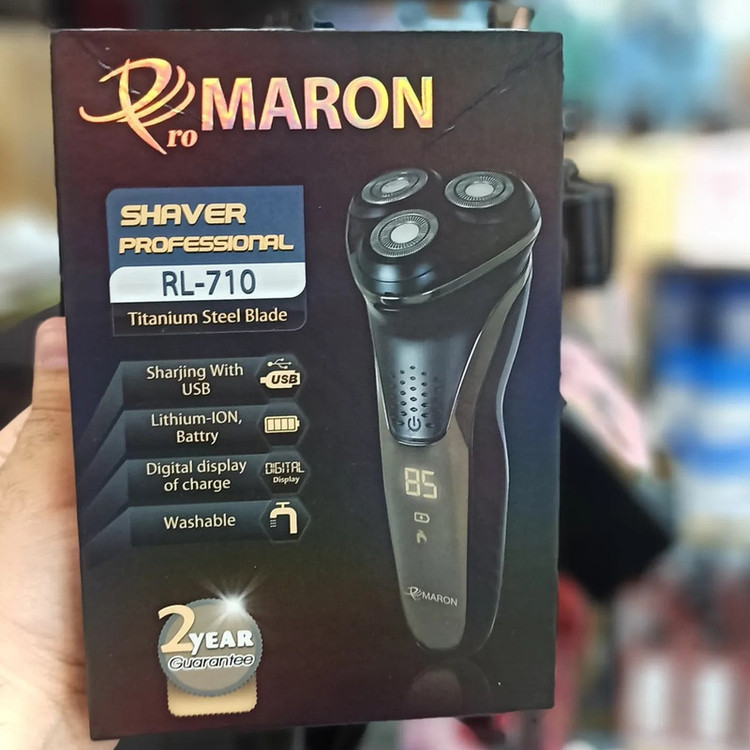 ماشین اصلاح موی صورت پرومارون مدل RL-710، اصلاح به صورت خط زن، حجم زن و صفر زن، استفاده به صورت خشک و مرطوب، طراحی ارگونومیک، منبع انرژی باتری قابل شارژ، تکنولوژی اصلاح به صورت برش چرخشی، مدت زمان شارژ 90 دقیقه و مدت زمان استفاده پس از شارژ 45 دقیقه