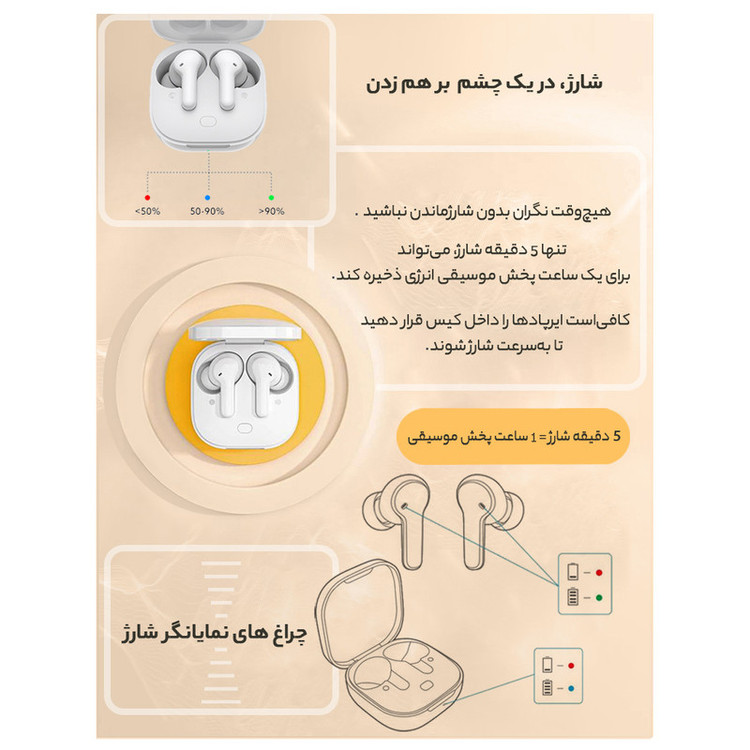 هدفون بلوتوثی کیو سی وای مدل T13 TWS - طرح فروش چکی