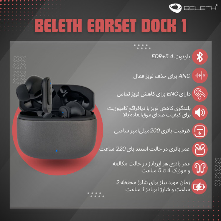 هدفون بلوتوثی بلت مدل Earset DOCK 1