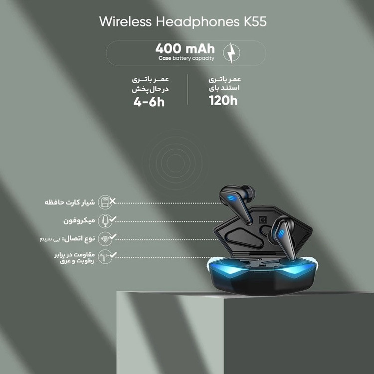 هدفون بلوتوثی دوپریم مدل k55 pro+ 2025