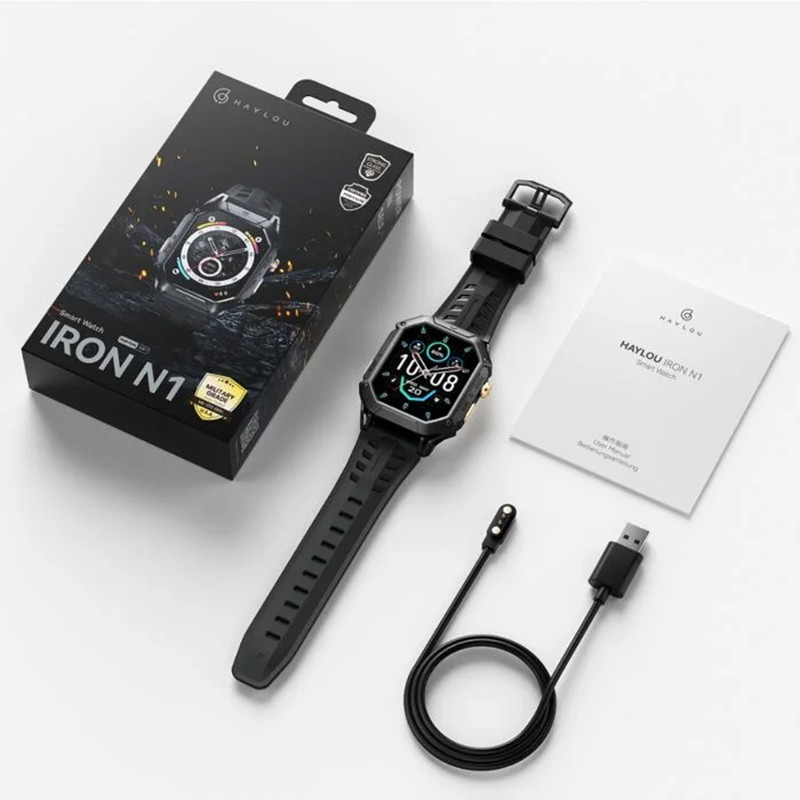 ساعت هوشمند 52 میلیمتری هایلو مدل IRON N1 با بند سیلیکونی