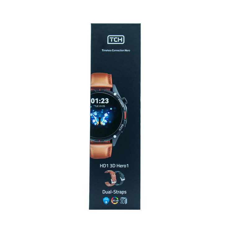 ساعت هوشمند تی سی اچ مدل TCH HD1 3D Hero1 دارای قابلیت های کنترل موسیقی (Music Player)، قابلیت مکالمه از طریق بلوتوث، پشتیبانی از زبان فارسی در منو و سیستمعامل، قابلیت تغییر طرح ساعت یا تم بند چرم مصنوعی