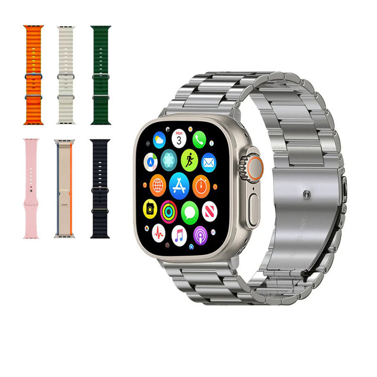 ساعت هوشمند ورنا مدل W49 Ultra with 7 Bands دارای قابلیت های کنترل موسیقی (Music Player)، قابلیت مکالمه از طریق بلوتوث، پشتیبانی از زبان فارسی در منو و سیستمعامل بند سیلیکون