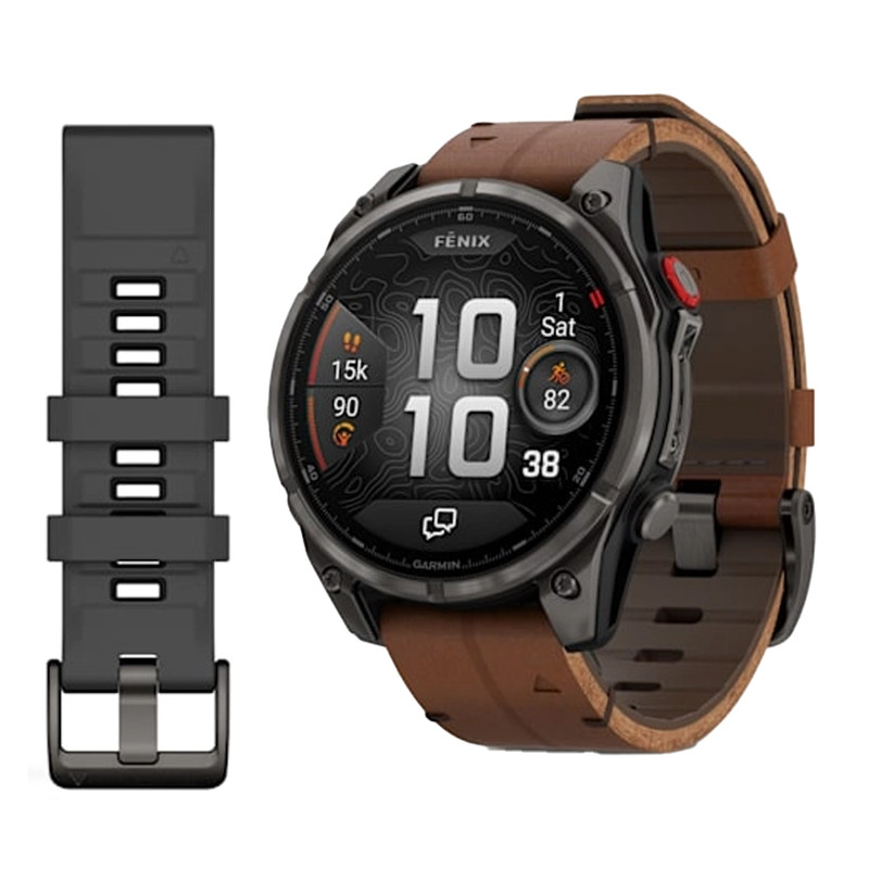 ساعت هوشمند 51 میلیمتری گارمین مدل Fenix 8 Pro با بند چرمی به همراه بند سیلیکونی