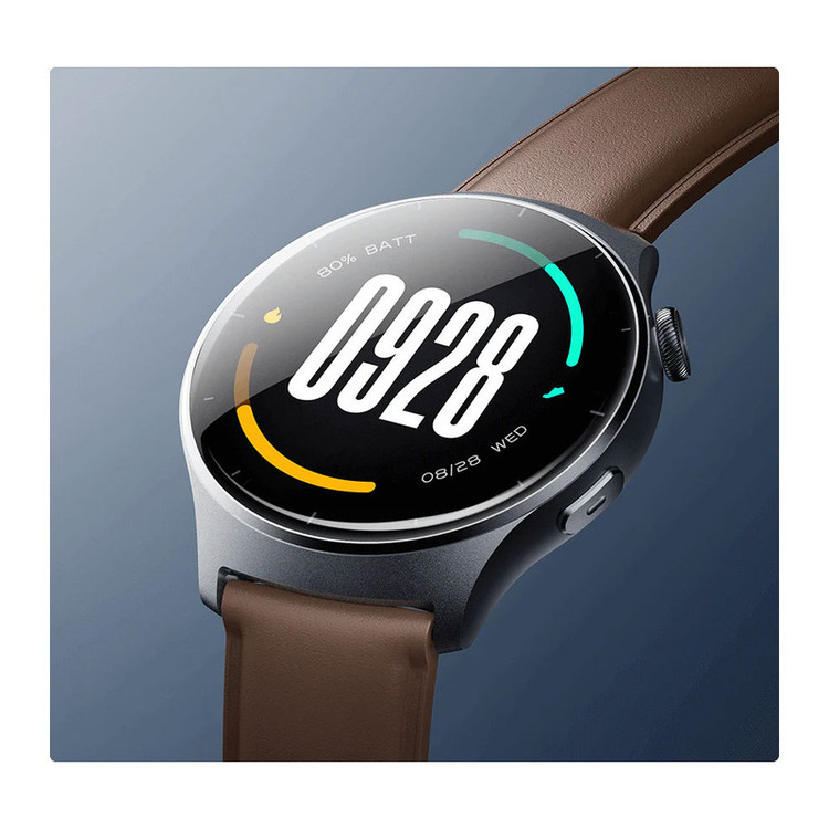 ساعت هوشمند میبرو مدل Watch Lite 3 مناسب برای ورزش، روزمره، رسمی، دارای قابلیتهای صفحه نمایش رنگی و لمسی، قابلیت مکالمه از طریق بلوتوث، بند چرم، فرم صفحه دایره
