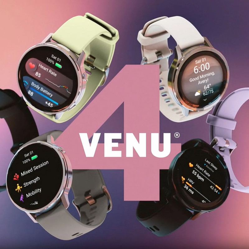ساعت هوشمند 45 میلیمتری گارمین مدل Venu 4 با بند سیلیکونی