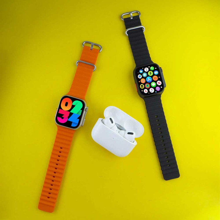 ساعت هوشمند ورنا مدل W49 Ultra with 7 bands and airpod pro دارای قابلیت های کنترل موسیقی (Music Player)، قابلیت مکالمه از طریق بلوتوث، پشتیبانی از زبان فارسی در منو و سیستمعامل، قابلیت تغییر طرح ساعت یا تم بند فلز