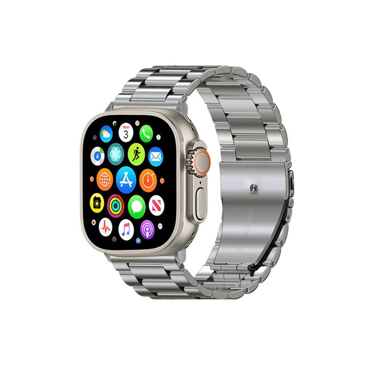 ساعت هوشمند ورنا مدل W49 Ultra with 7 bands and airpod pro دارای قابلیت های کنترل موسیقی (Music Player)، قابلیت مکالمه از طریق بلوتوث، پشتیبانی از زبان فارسی در منو و سیستمعامل، قابلیت تغییر طرح ساعت یا تم بند فلز