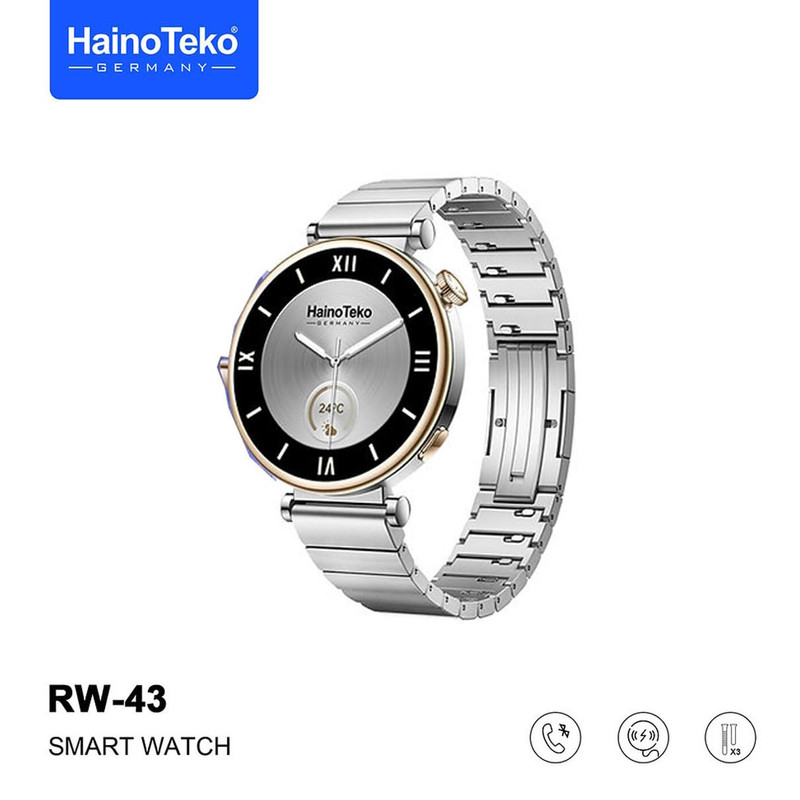 ساعت هوشمند هاینو تکو مدل BGH BEST RW 43 ADVANCED دارای قابلیت های صفحه نمایش رنگی، صفحه نمایش لمسی، کنترل موسیقی (Music Player)، پشتیبانی از زبان فارسی در منو و سیستمعامل بند فلز