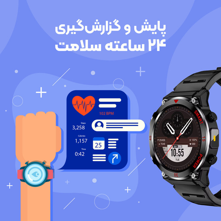 ساعت هوشمند 47 میلی متری مدل WS4OO PIus با بند سیلیکونی