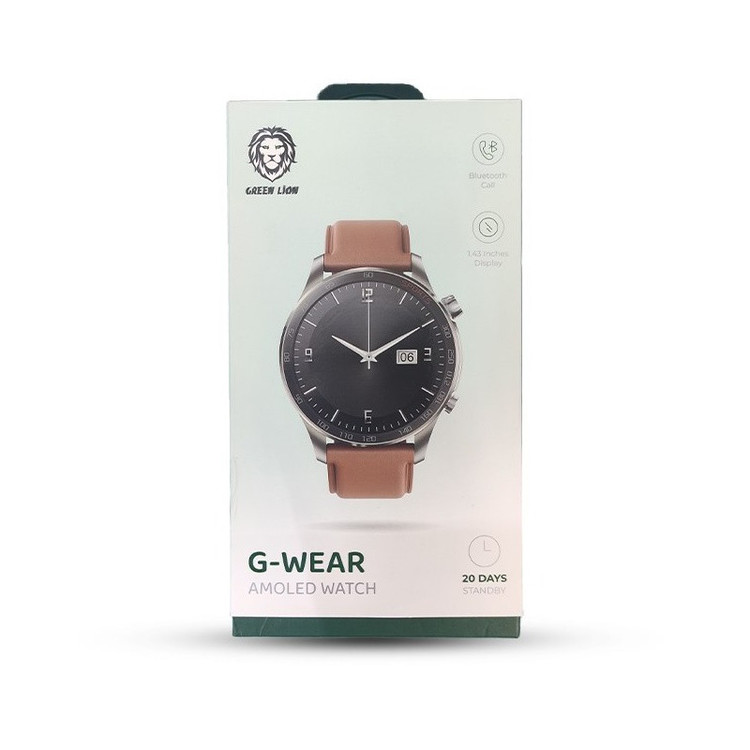 ساعت هوشمند 44 میلی متری گرین لاین مدل SHR G WEAR بند چرم مصنوعی