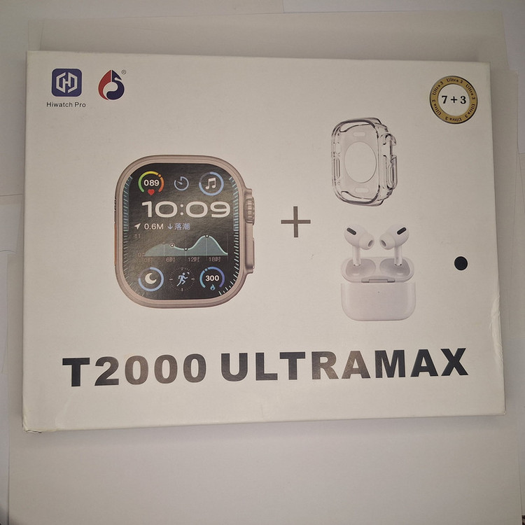 ساعت هوشمند 1.92 اینچ مدل T2000 ultramax با ۷ بند سیلیکونی به همراه هدفون بلوتوثی