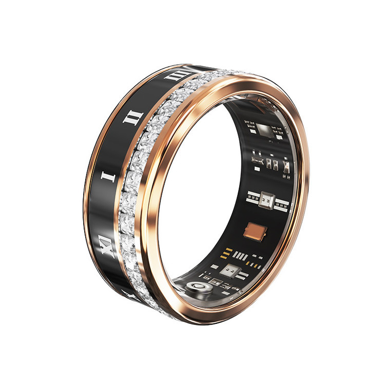 حلقه هوشمند اسمارت رینگ مدل V2-diamond رنگ رزگلد مشکی