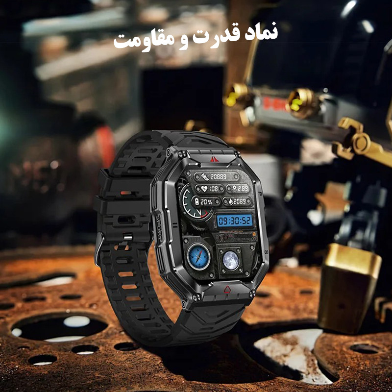 ساعت هوشمند بی اس تی مدل KR82 با قابلیت صفحه نمایش رنگی و لمسی، کنترل موسیقی، سنجش اکسیژن خون، مکالمه از طریق بلوتوث، امکان تغییر تم ساعت و بند سیلیکونی