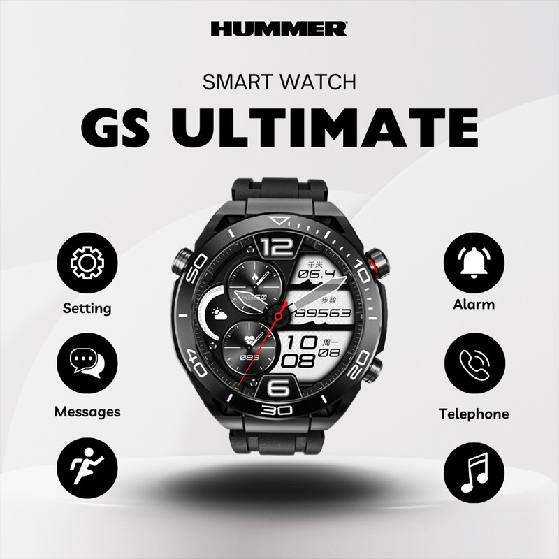 ساعت هوشمند 50 میلی متری هامر مدل GS ULTIMATE بند سیلیکونی