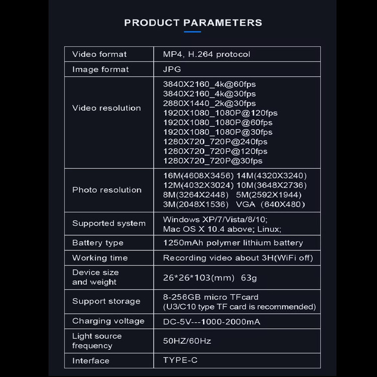 دوربین فیلم برداری مدل 4K 60fps