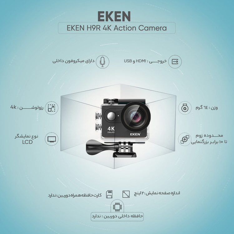 دوربین فیلم برداری ورزشی اکن مدل H9R 4K