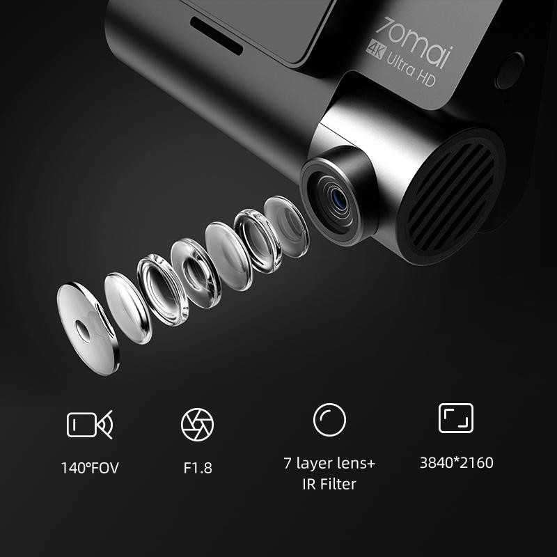 دوربین فیلم برداری خودرو سوِنتی مِی مدل 70maI Dash Cam 4K + Rear Cam Set(RC06) A800S