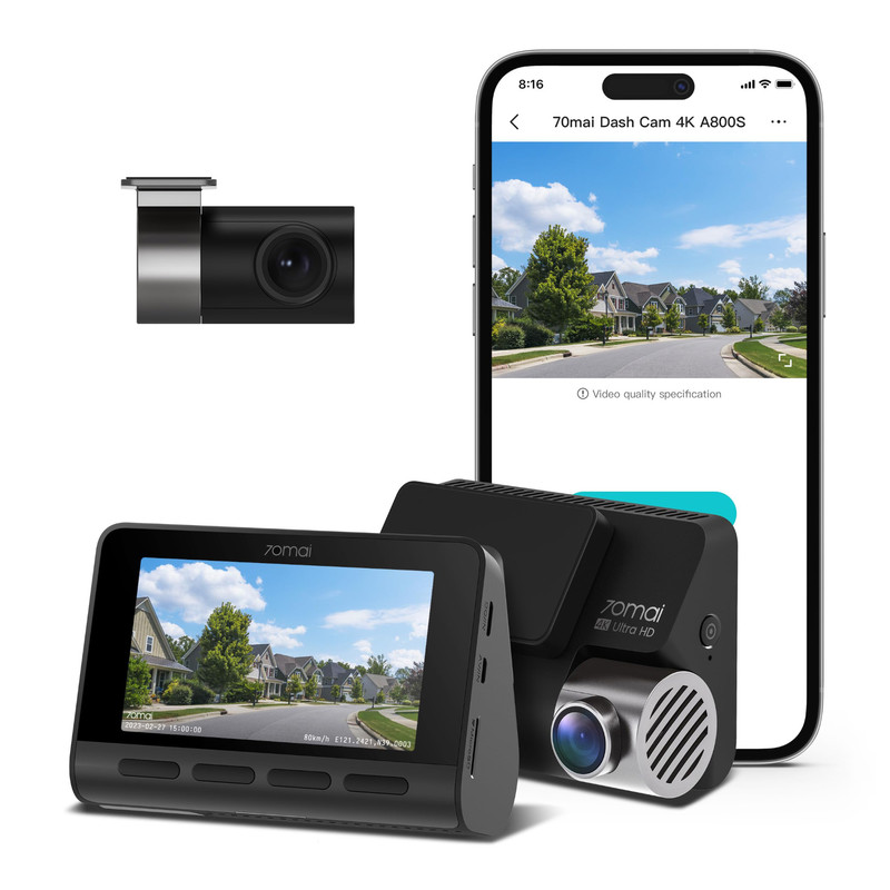 دوربین فیلم برداری خودرو سوِنتی مِی مدل 70maI Dash Cam 4K + Rear Cam Set(RC06) A800S