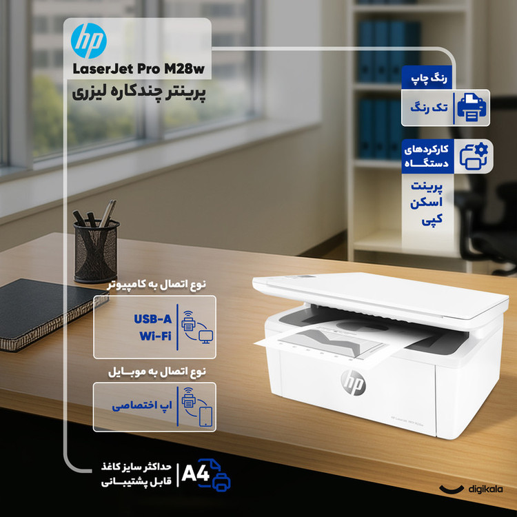 پرینتر چند کاره لیزری اچ پی مدل LaserJet Pro M28w