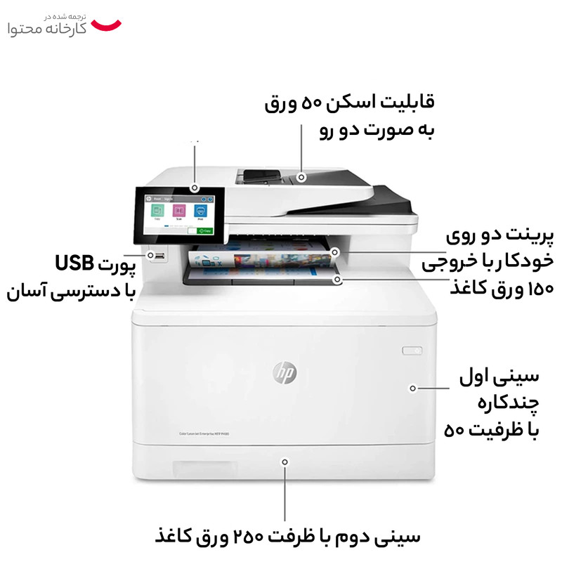 پرینتر چند کاره لیزری اچپی مدل Color LaserJet Enterprise MFP M480f
