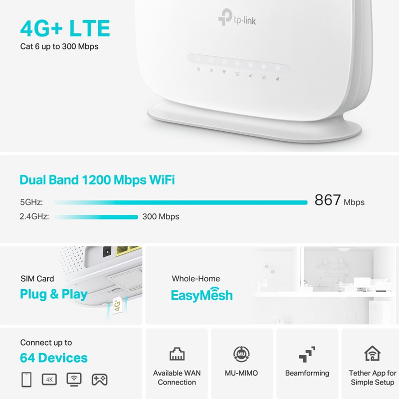 روتر بی سیم 4G LTE تی پی-لینک مدل Archer MR505