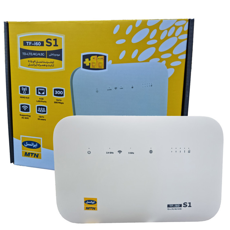 مودم 4G/TD-LTE ایرانسل مدل TF-I60 S1 به همراه یک سیمکارت TD و یک سیمکارت FD