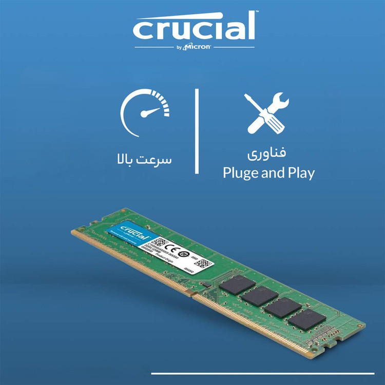 رم کامپیوتر DDR4 دو کاناله 3200 مگاهرتز CL22 کروشیال مدل CT16 ظرفیت 16 گیگابایت
